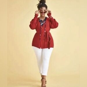 CAbi Cabaret Red Sweater with Belt